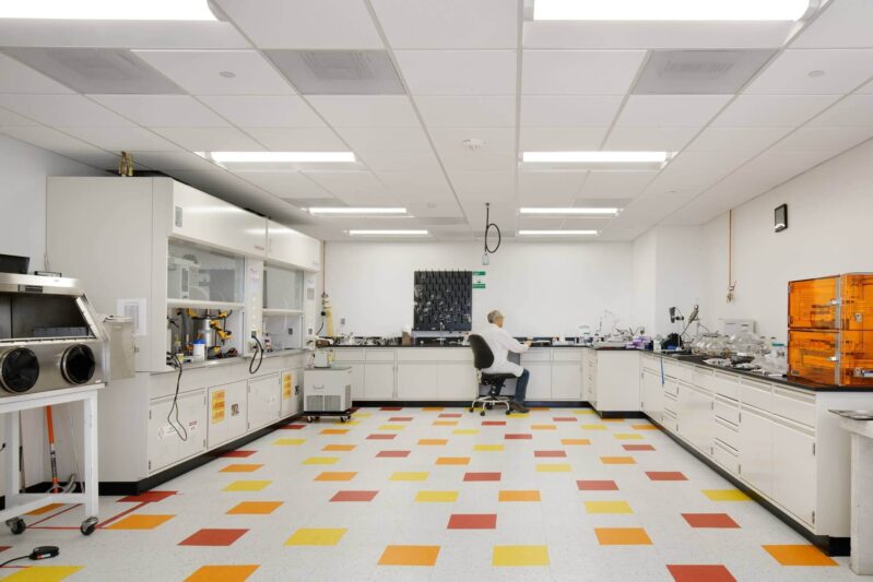 Respira Therapeutics medical facility renovation and Ground up Construction- man performing tests on table