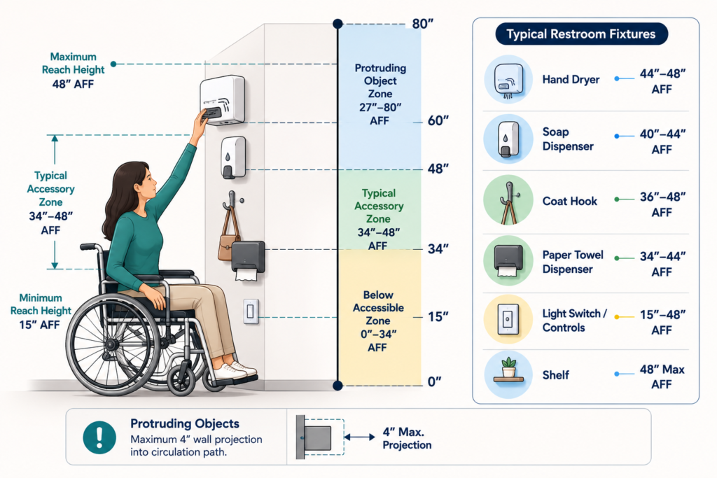 ADA reach ranges for restroom