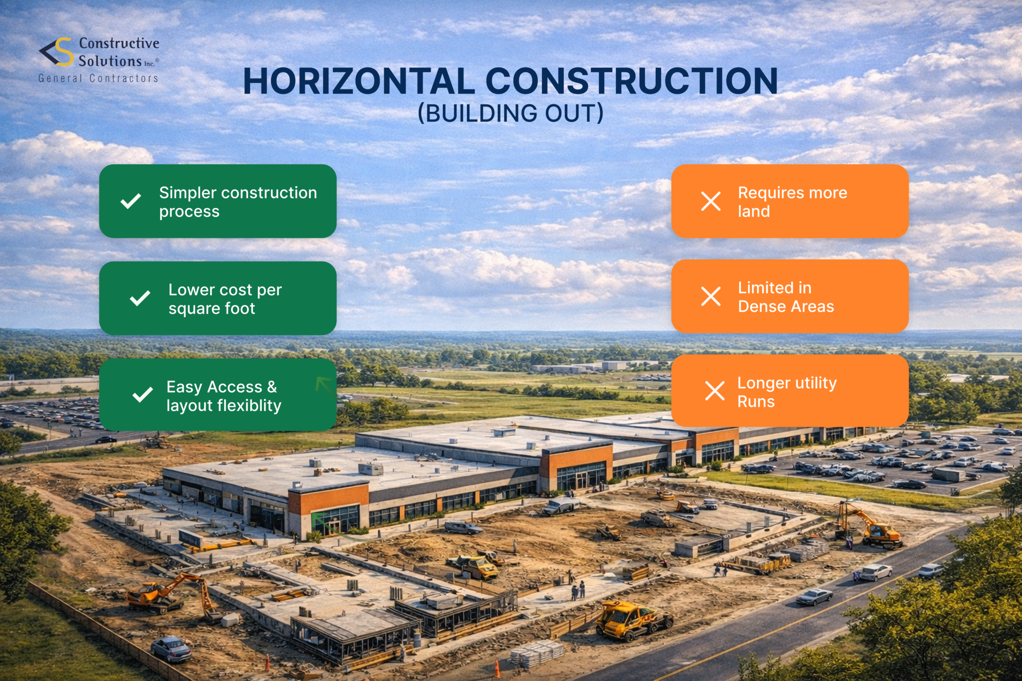 Horizontal construction (building out)