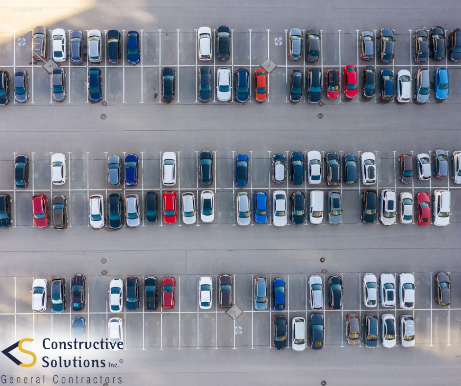 cars in a parking lot pavement