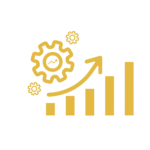 Project Effeciency yellow graph with upward arrow and a wheel icon
