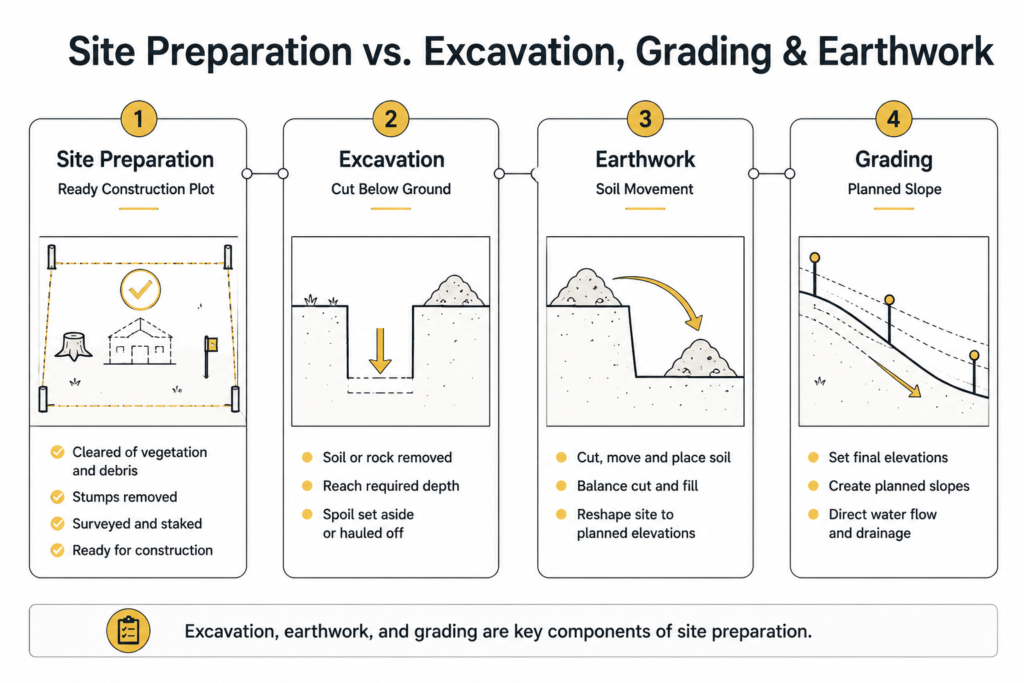 Difference Between Site Preparation, Excavation, Grading and Earthwork