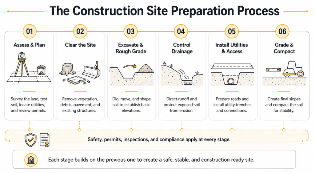 Steps in Construction Site Preparation Process