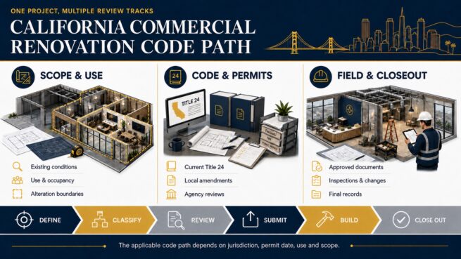 California commercial renovation code compliance path from scope through closeout