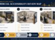 Commercial accessibility review map for an ADA bathroom and accessible route