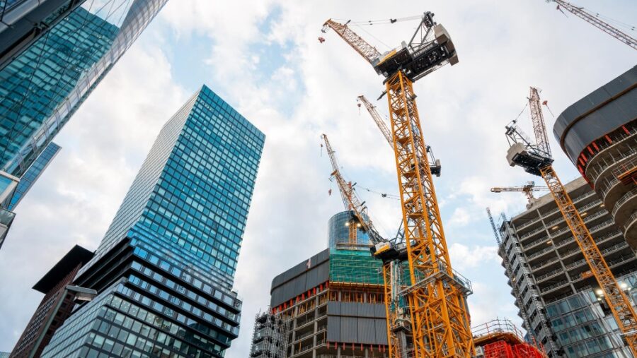 a picture showing commercial construction of buildings