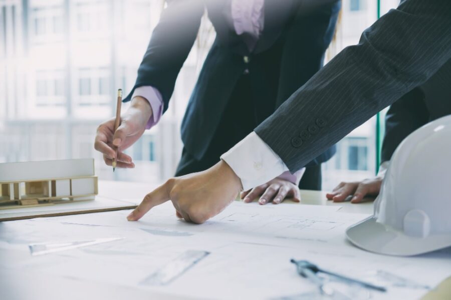 commercial construction company blueprint
