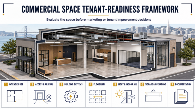 Commercial Space Tenant-Readiness Framework Commercial space tenant-readiness framework covering intended use, access, building systems, flexibility, indoor conditions, operations and documentation