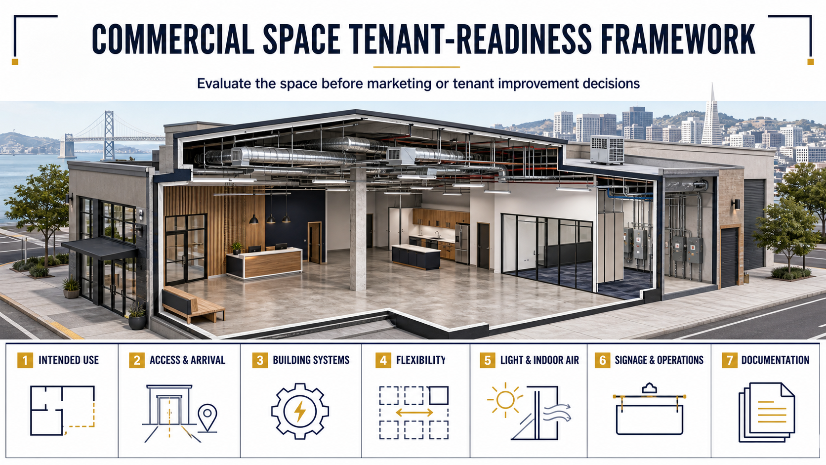 Commercial Space Tenant-Readiness Framework Commercial space tenant-readiness framework covering intended use, access, building systems, flexibility, indoor conditions, operations and documentation