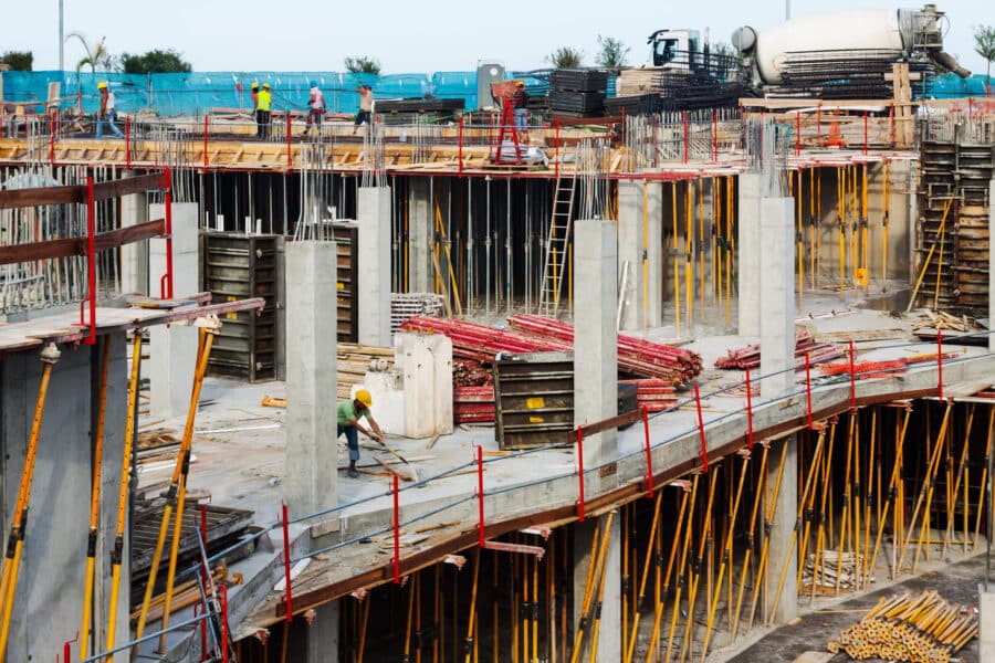 construction of new concrete foundation and slab