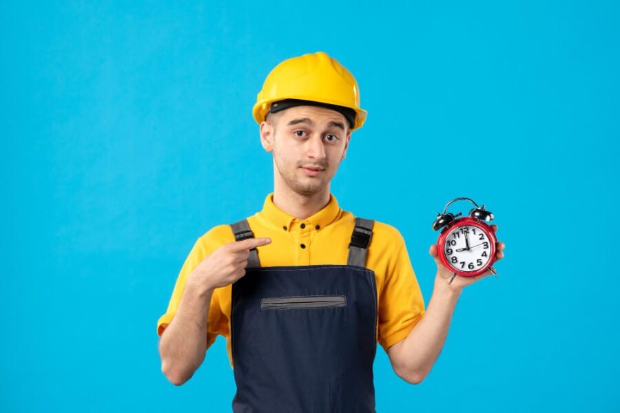 commercial contractor with a time clock