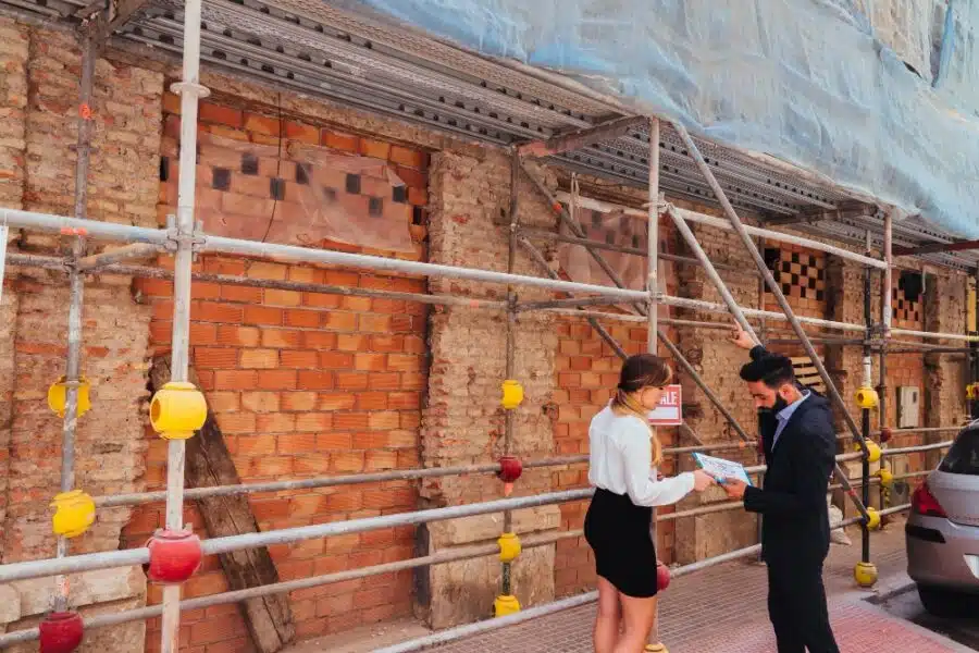 construction team planning for project on site