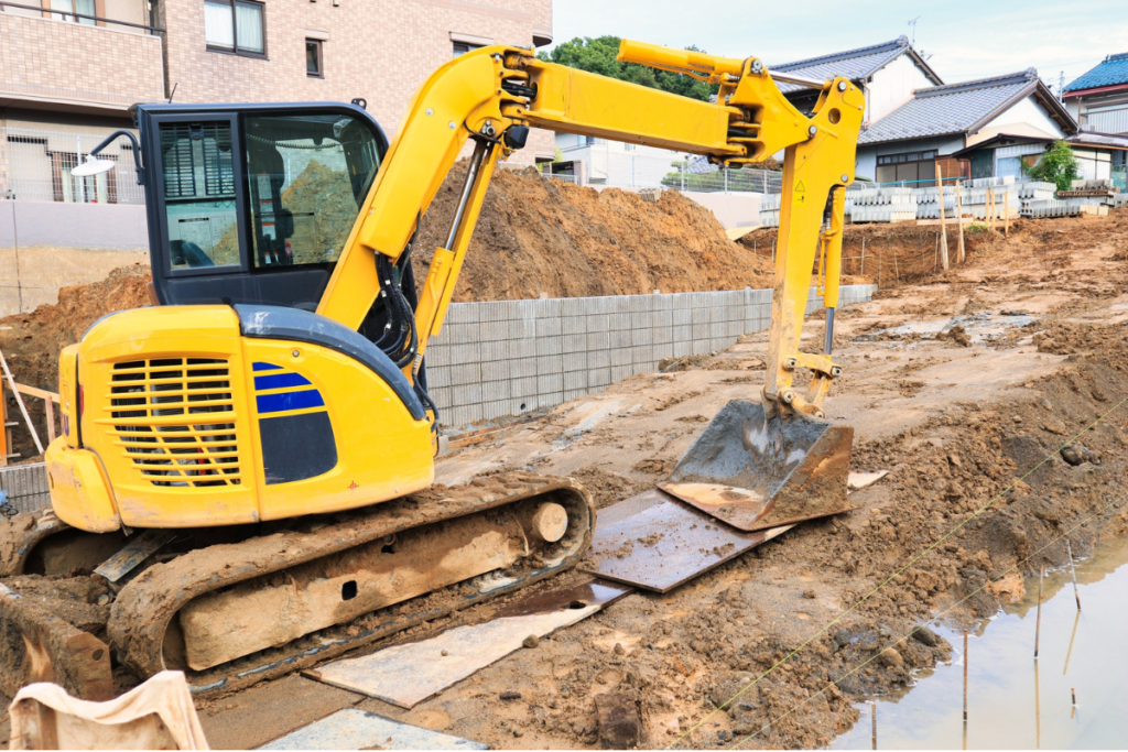 excavator on site