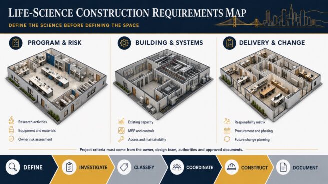 Life-science construction requirements map for program, building systems and delivery