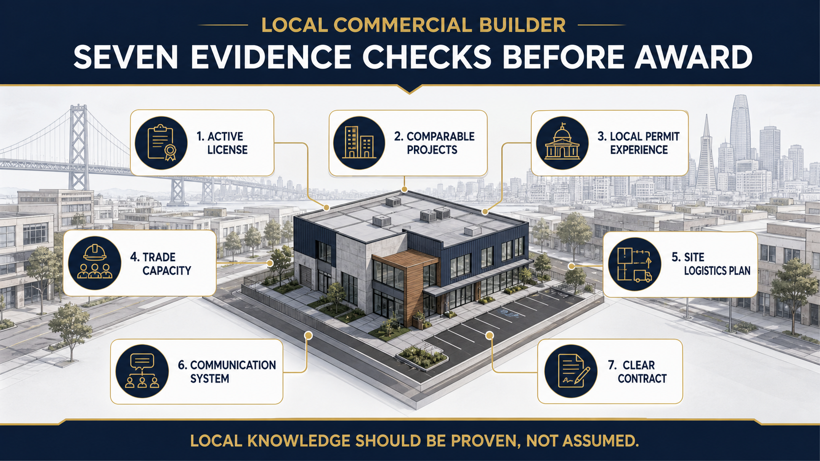 Seven evidence checks for evaluating a local commercial builder