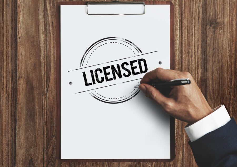 licensed stamp on a white paper