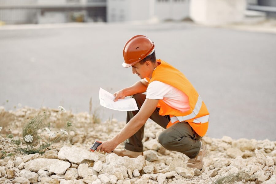 a soil engineer doing soil testing