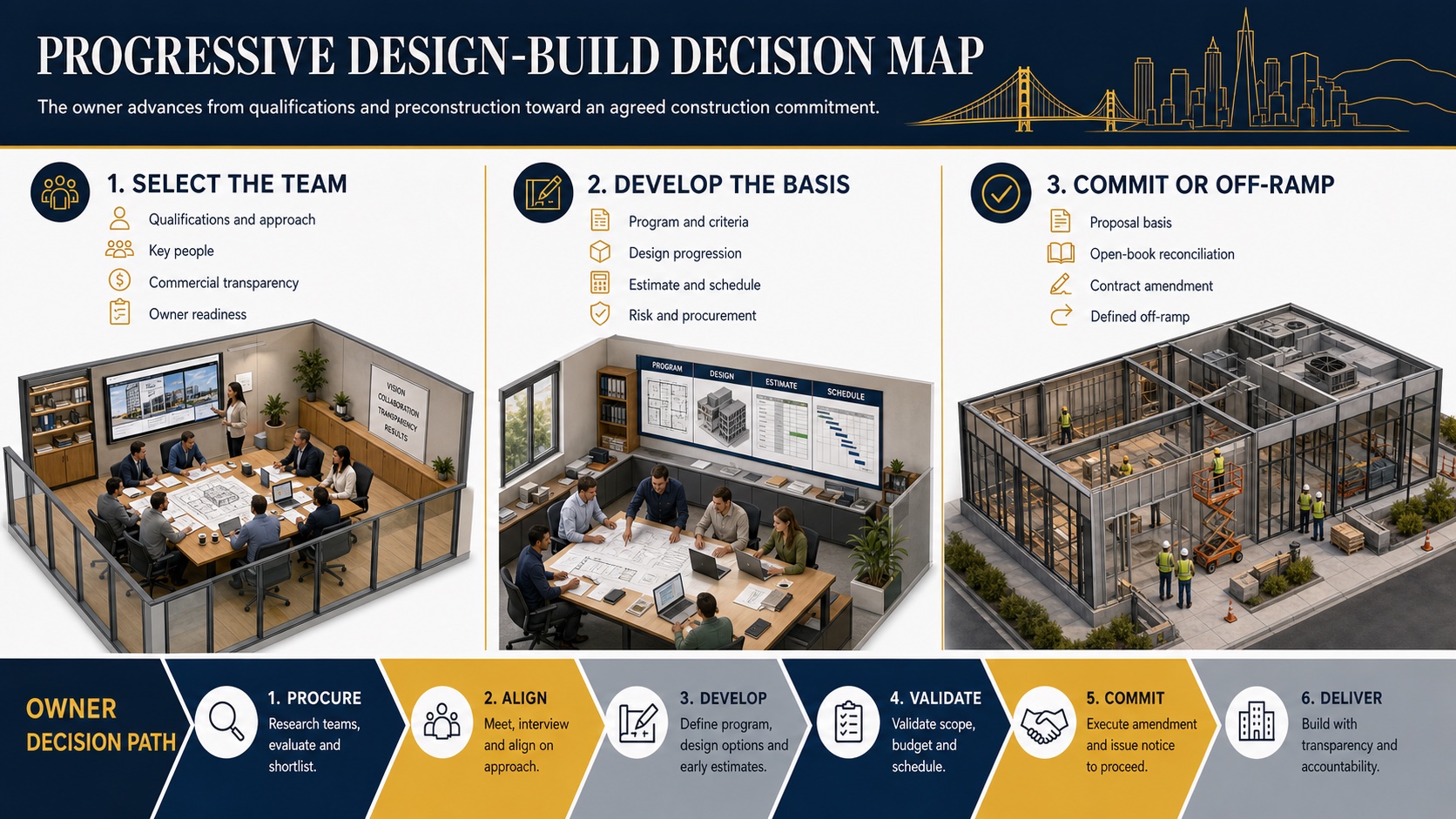 Progressive Design-Build Decision Map Progressive design-build decision map from team selection through scope development and construction commitment