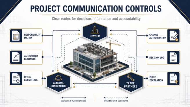 Project Communication Controls Framework Project communication controls connecting the owner, general contractor and trade partners through documented decisions and information