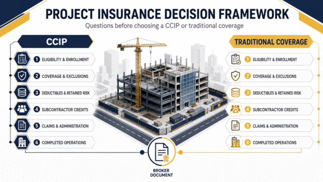 Project Insurance Decision Framework Neutral project insurance comparison framework for evaluating CCIP and traditional coverage with qualified advisers