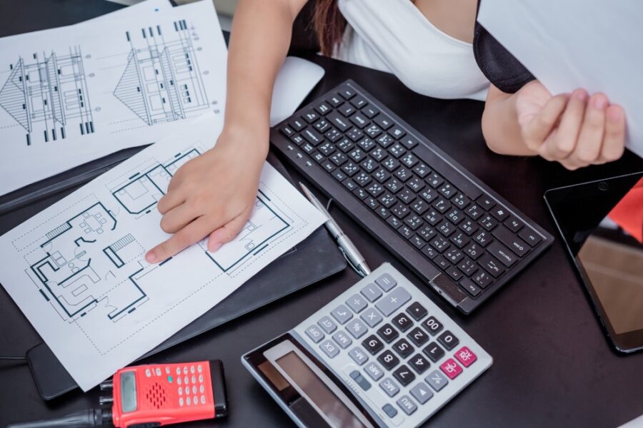 a cost estimator developing budget for renovation 