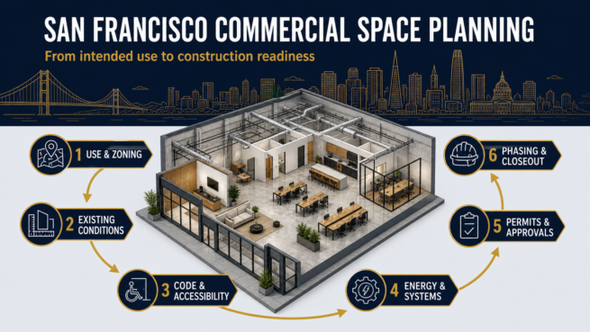San Francisco Commercial Space Planning Framework San Francisco commercial space planning framework covering use, conditions, code, systems, permits, phasing and closeout