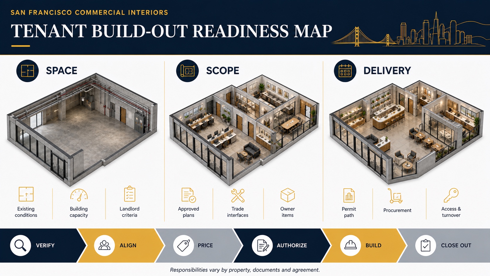 Tenant build-out readiness map covering space, scope and delivery decisions