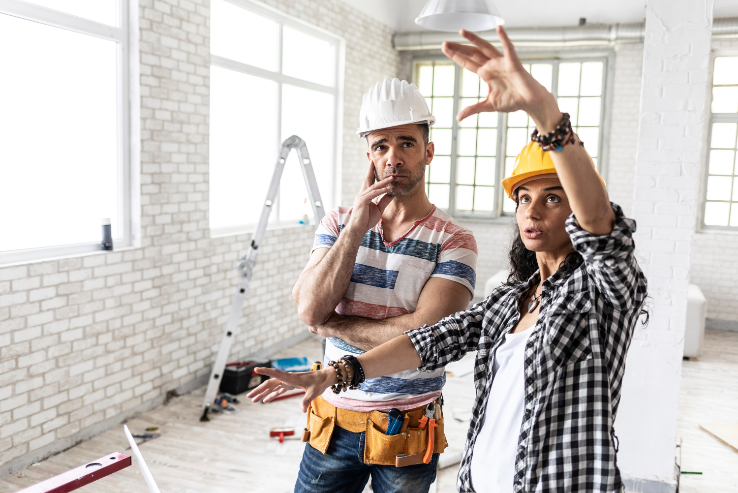 tenant improvement contractors on site working